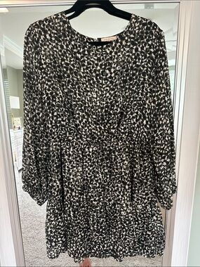 Skies Are Blue Black and Leopard Animal Print Dress
